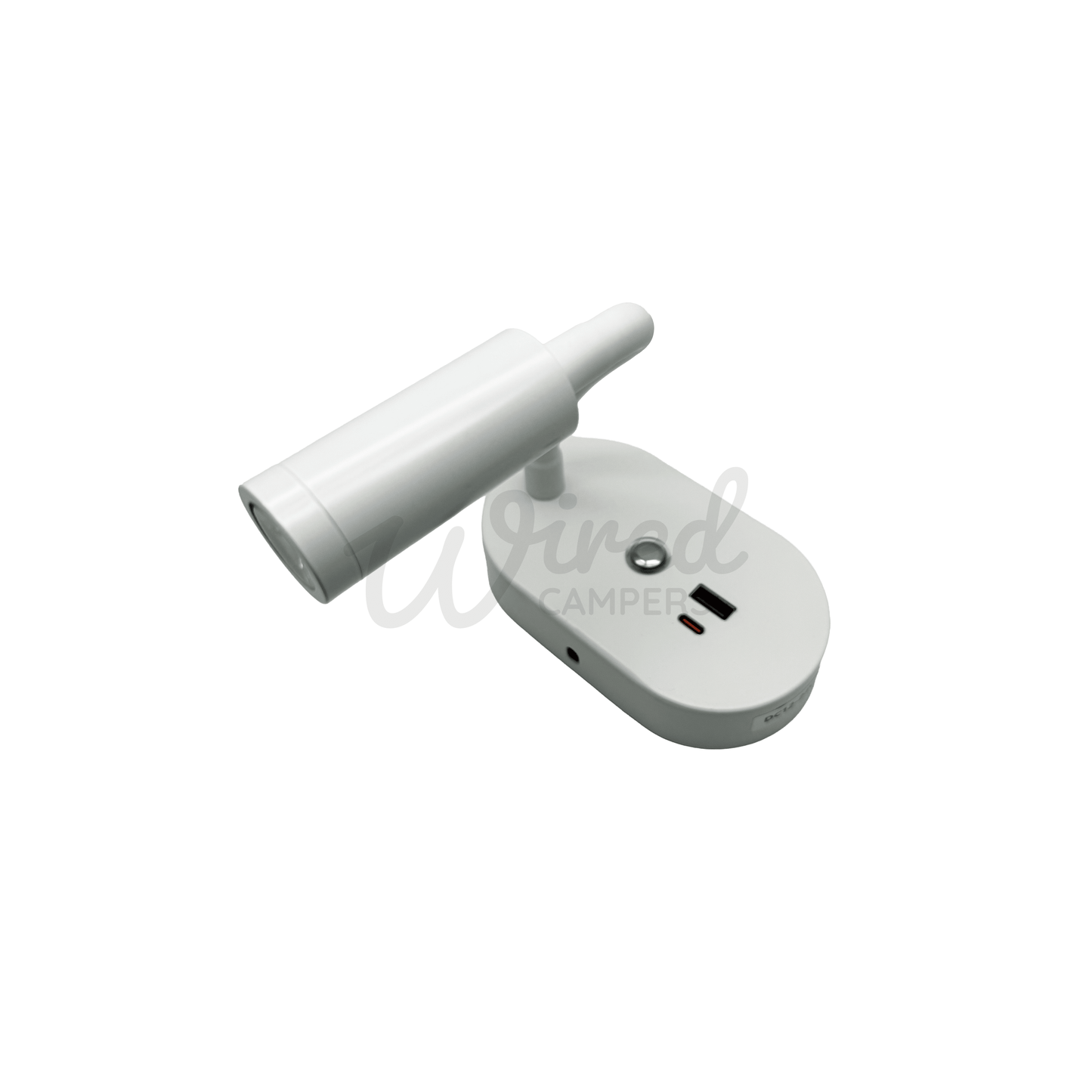 White Flexible Arm Soft Touch LED Spotlight With USB A & C Charging Port & Dimmer - Wired Campers Limited