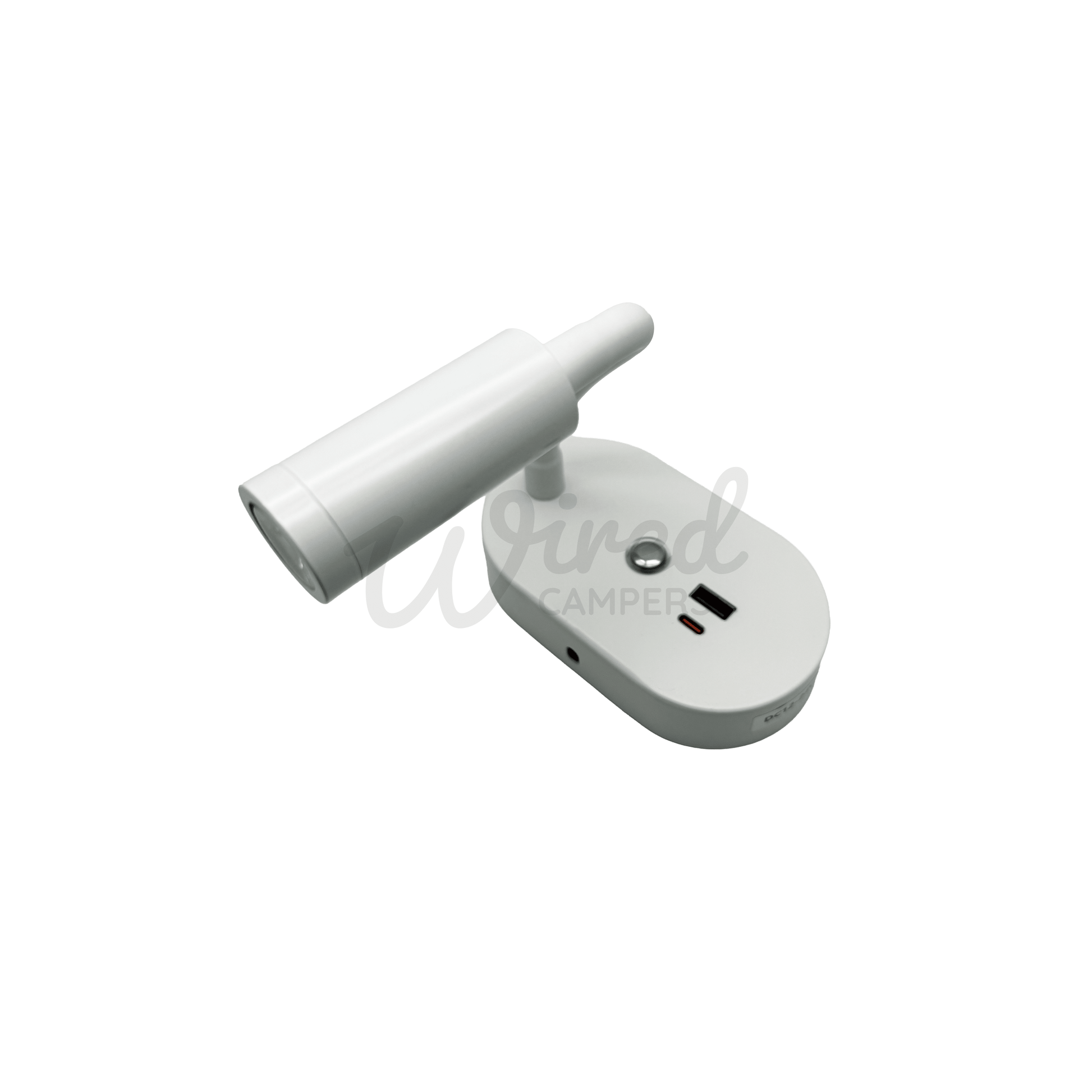 White Flexible Arm Soft Touch LED Spotlight With USB A & C Charging Port & Dimmer - Wired Campers Limited