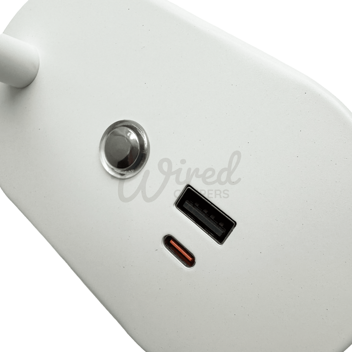White Flexible Arm Soft Touch LED Spotlight With USB A & C Charging Port & Dimmer - Wired Campers Limited