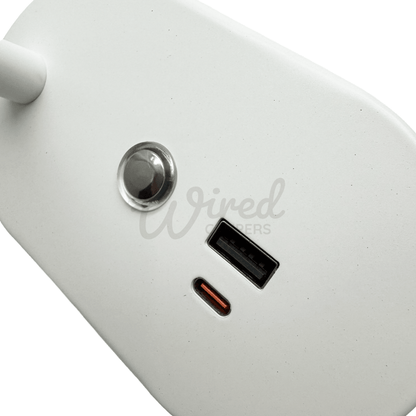 White Flexible Arm Soft Touch LED Spotlight With USB A & C Charging Port & Dimmer - Wired Campers Limited