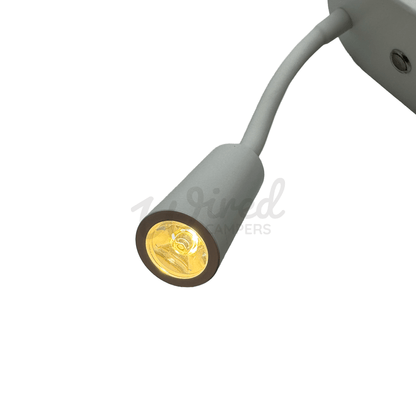 White Flexible Arm Soft Touch LED Spotlight With USB A & C Charging Port & Dimmer - Wired Campers Limited