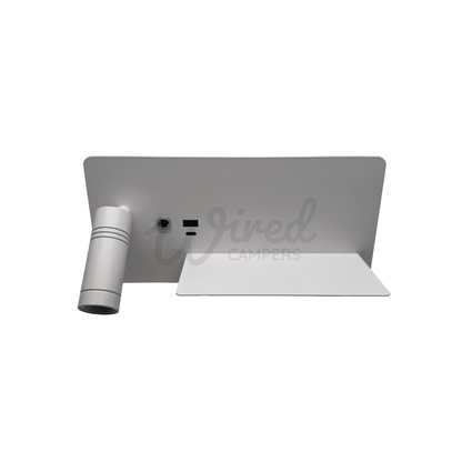White LED Spotlight / Up Light With USB A & C Charging Port & Shelf - Wired Campers Limited