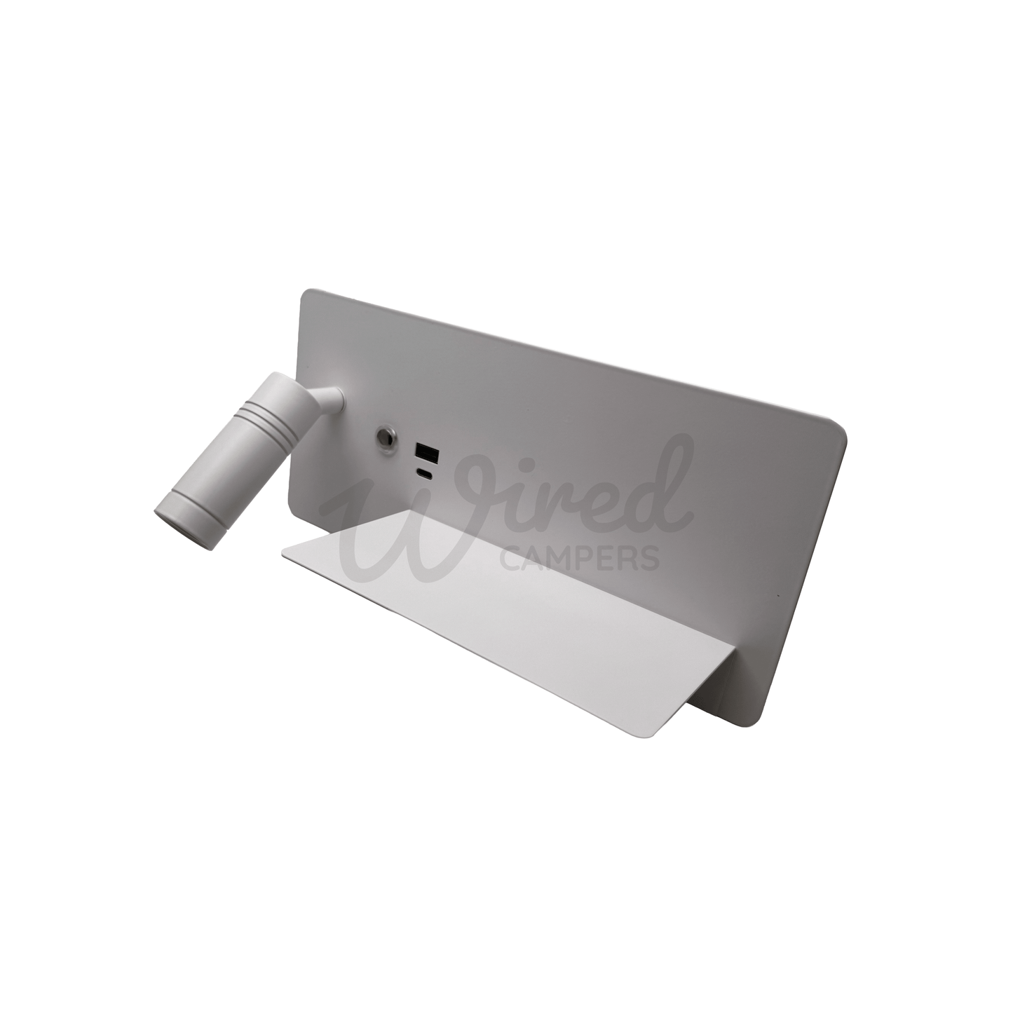 White LED Spotlight / Up Light With USB A & C Charging Port & Shelf - Wired Campers Limited