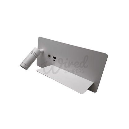 White LED Spotlight / Up Light With USB A & C Charging Port & Shelf - Wired Campers Limited