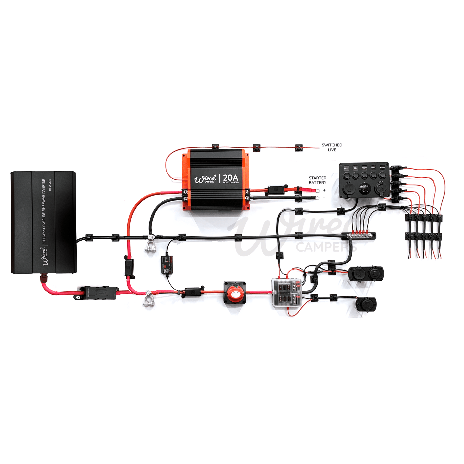 Wired Campers 12V DC Charging & Distribution 1000W Inverter Camper Van Kit - Wired Campers Limited