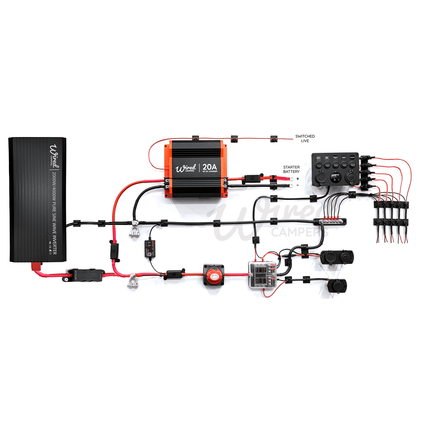 Wired Campers 12V DC Charging & Distribution 2000W Inverter Camper Van Kit - Wired Campers Limited