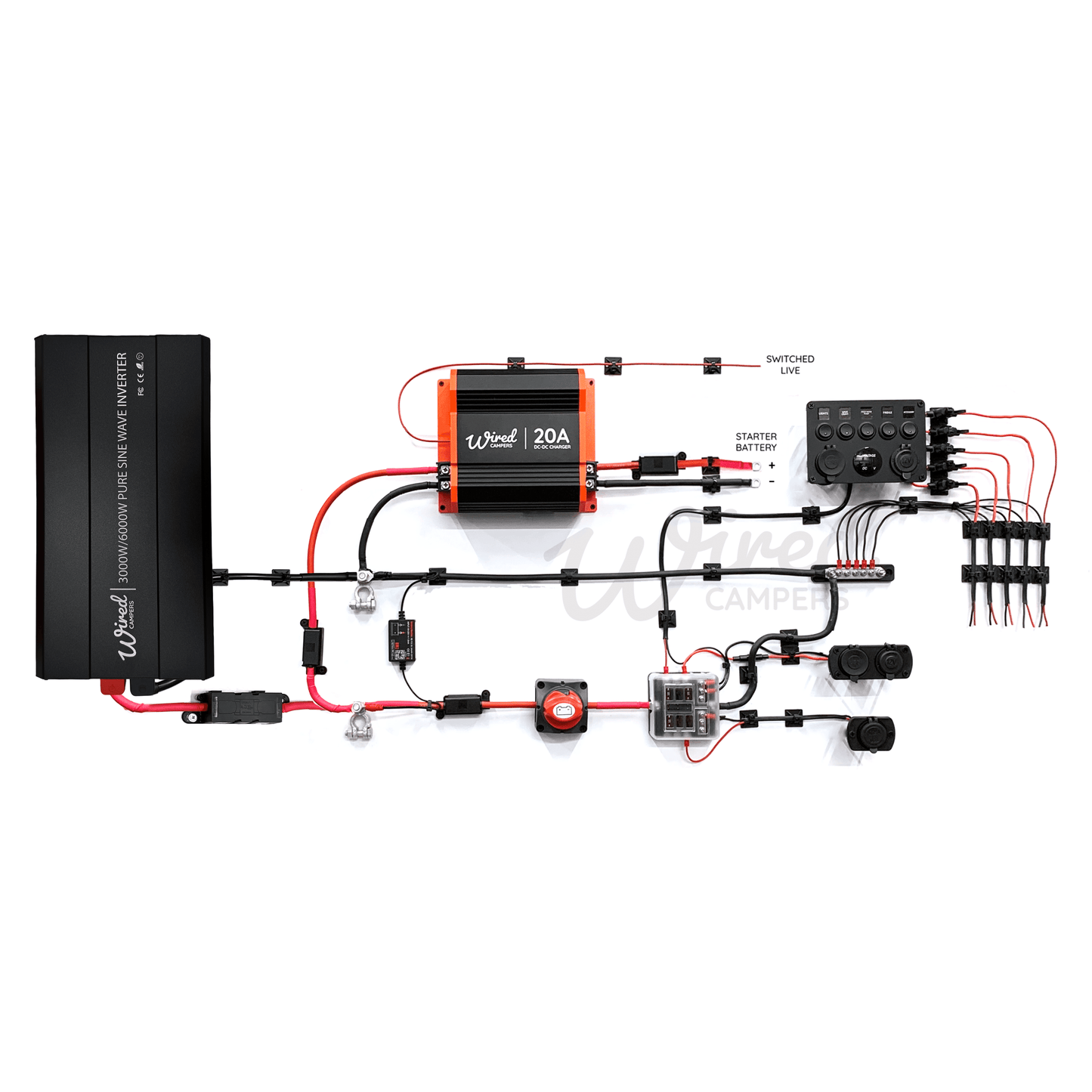 Wired Campers 12V DC Charging & Distribution 3000W Inverter Camper Van Kit - Wired Campers Limited