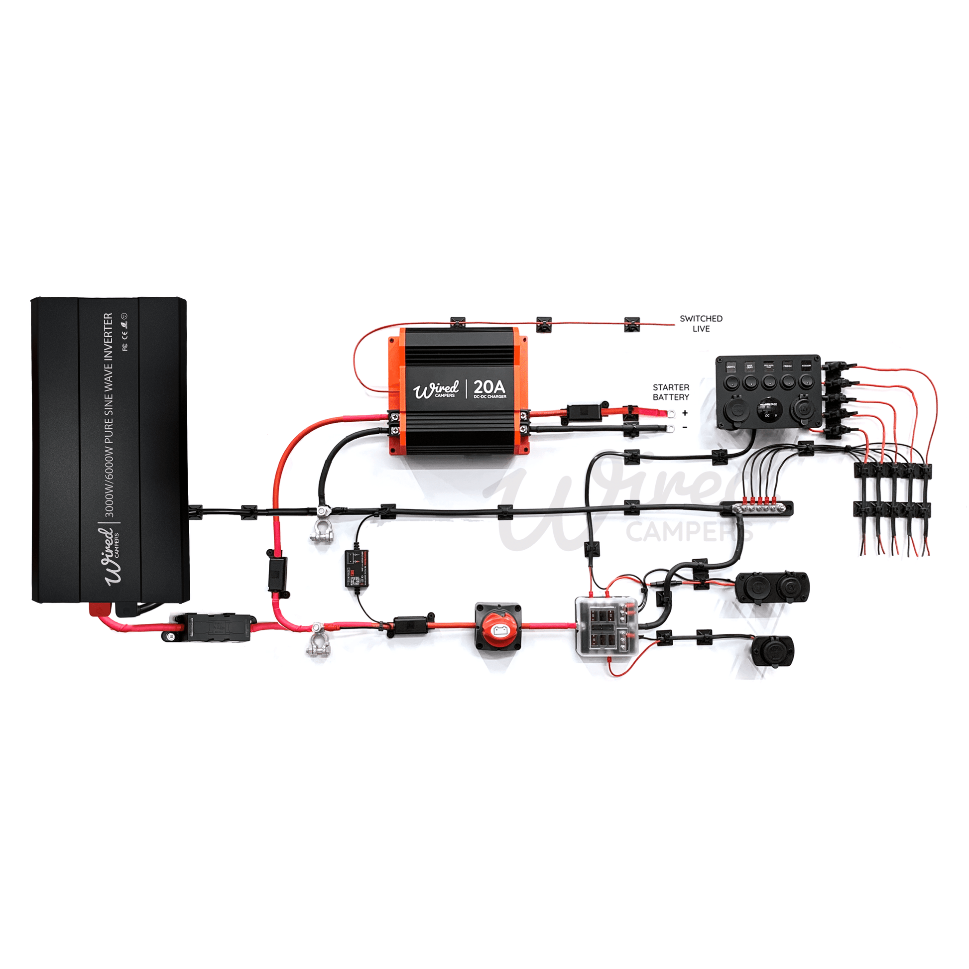 Wired Campers 12V DC Charging & Distribution 3000W Inverter Camper Van Kit - Wired Campers Limited