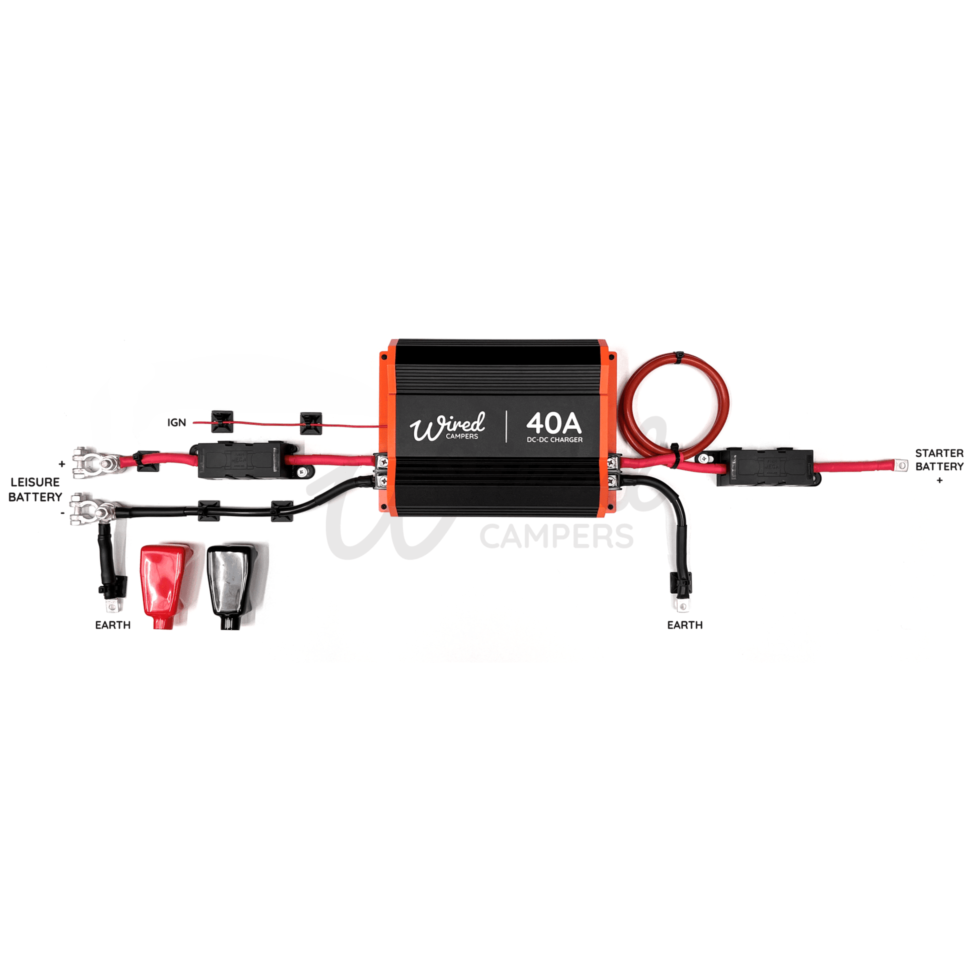 Wired Campers 1M/3M/5M DC - DC B2B 40A Battery To Battery Split Charge Kit - Standard & Smart Alternator - Wired Campers Limited