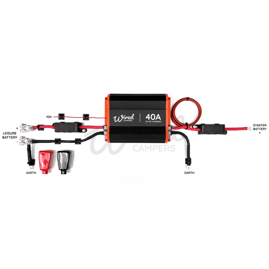 Wired Campers 1M/3M/5M DC - DC B2B 40A Battery To Battery Split Charge Kit - Standard & Smart Alternator - Wired Campers Limited
