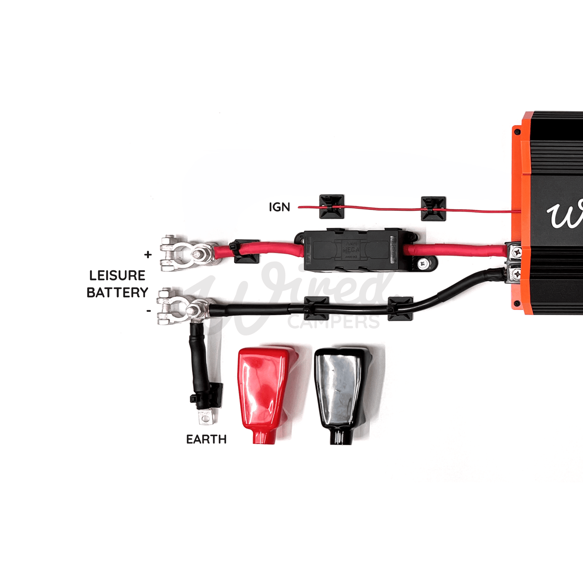 Wired Campers 1M/3M/5M DC - DC B2B 40A Battery To Battery Split Charge Kit - Standard & Smart Alternator - Wired Campers Limited