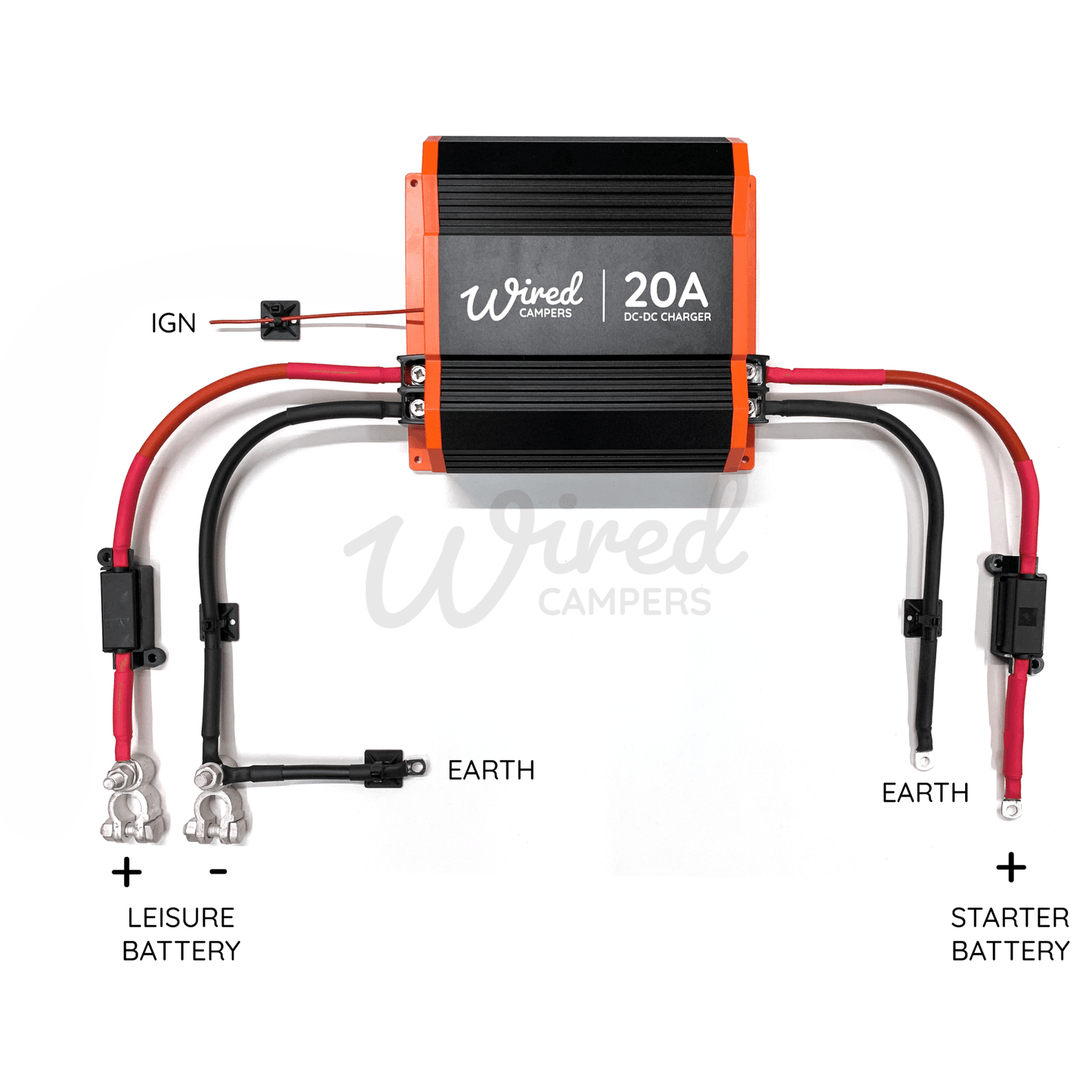 Wired Campers 3M/5M/10M DC - DC B2B 20A Battery To Battery Split Charge Kit - Standard & Smart Alternator - Wired Campers Limited