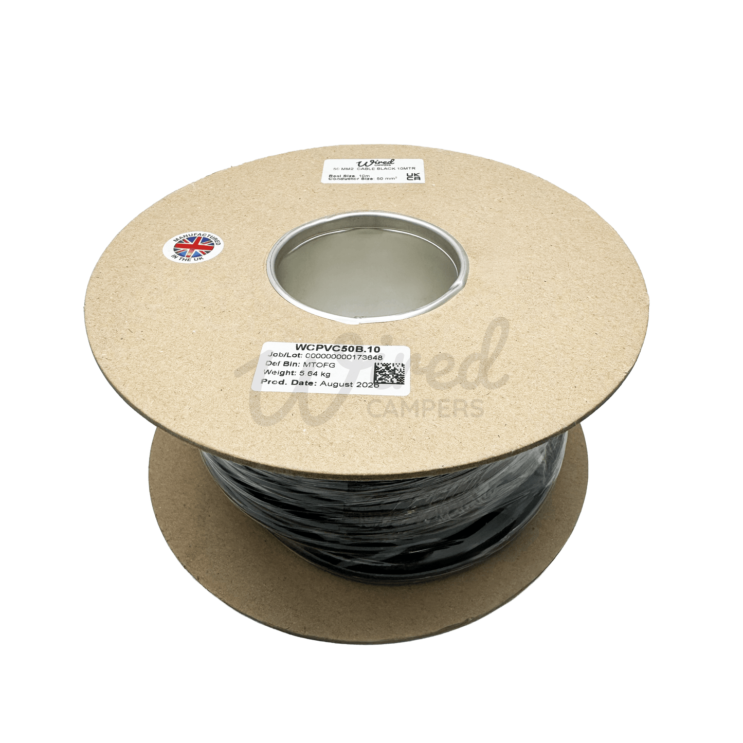 Wired Campers Pro Core Flex 50mm² 345A Flexible Battery Cable - Black Negative - 1M/3M/5M/10M - Wired Campers Limited