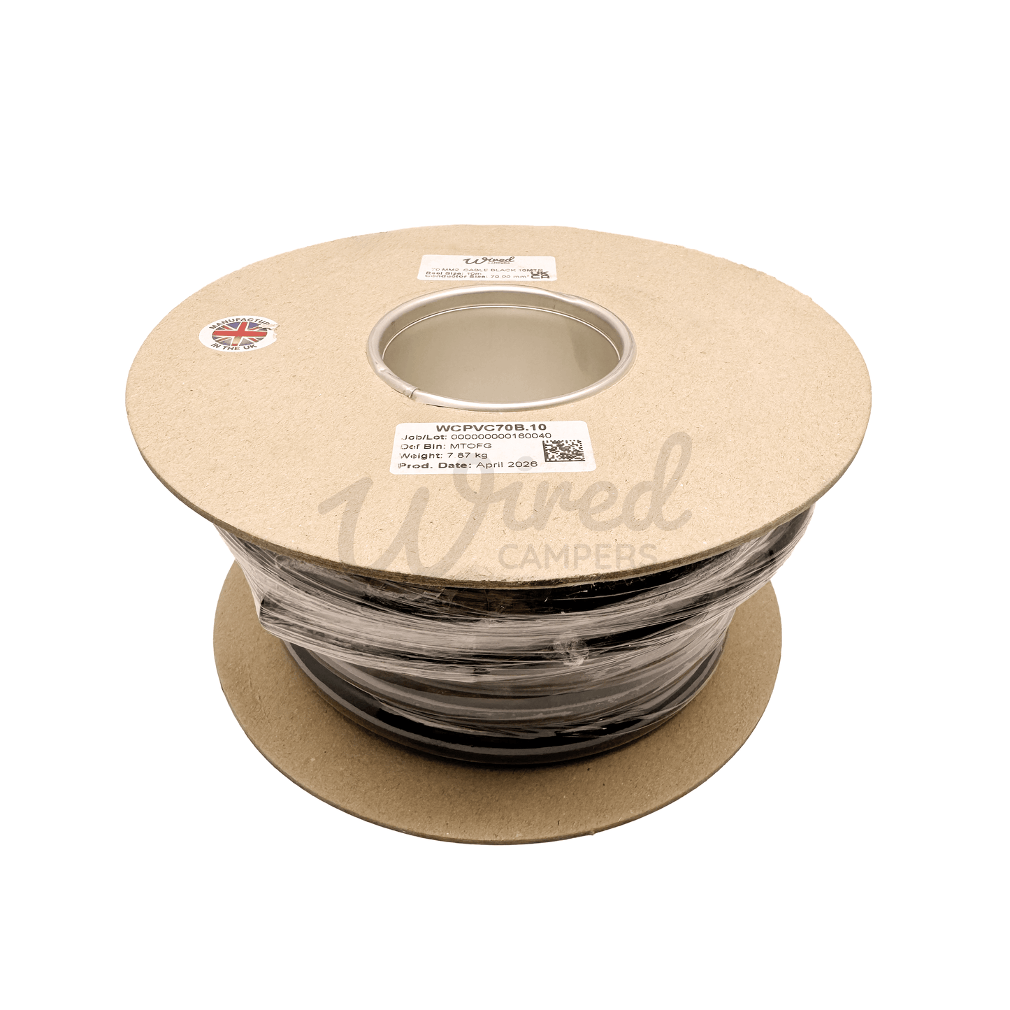 Wired Campers Pro Core Flex 70mm² 485A Flexible Battery Cable - Black Negative - 1M/3M/5M/10M - Wired Campers Limited