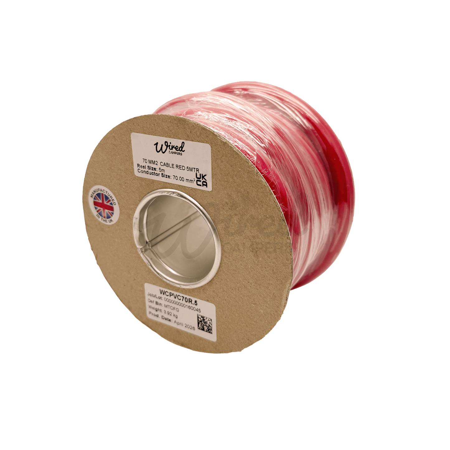 Wired Campers Pro Core Flex 70mm² 485A Flexible Battery Cable - Red Positive - 1M/3M/5M/10M - Wired Campers Limited