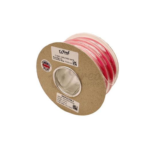 Wired Campers Pro Core Flex 70mm² 485A Flexible Battery Cable - Red Positive - 1M/3M/5M/10M - Wired Campers Limited