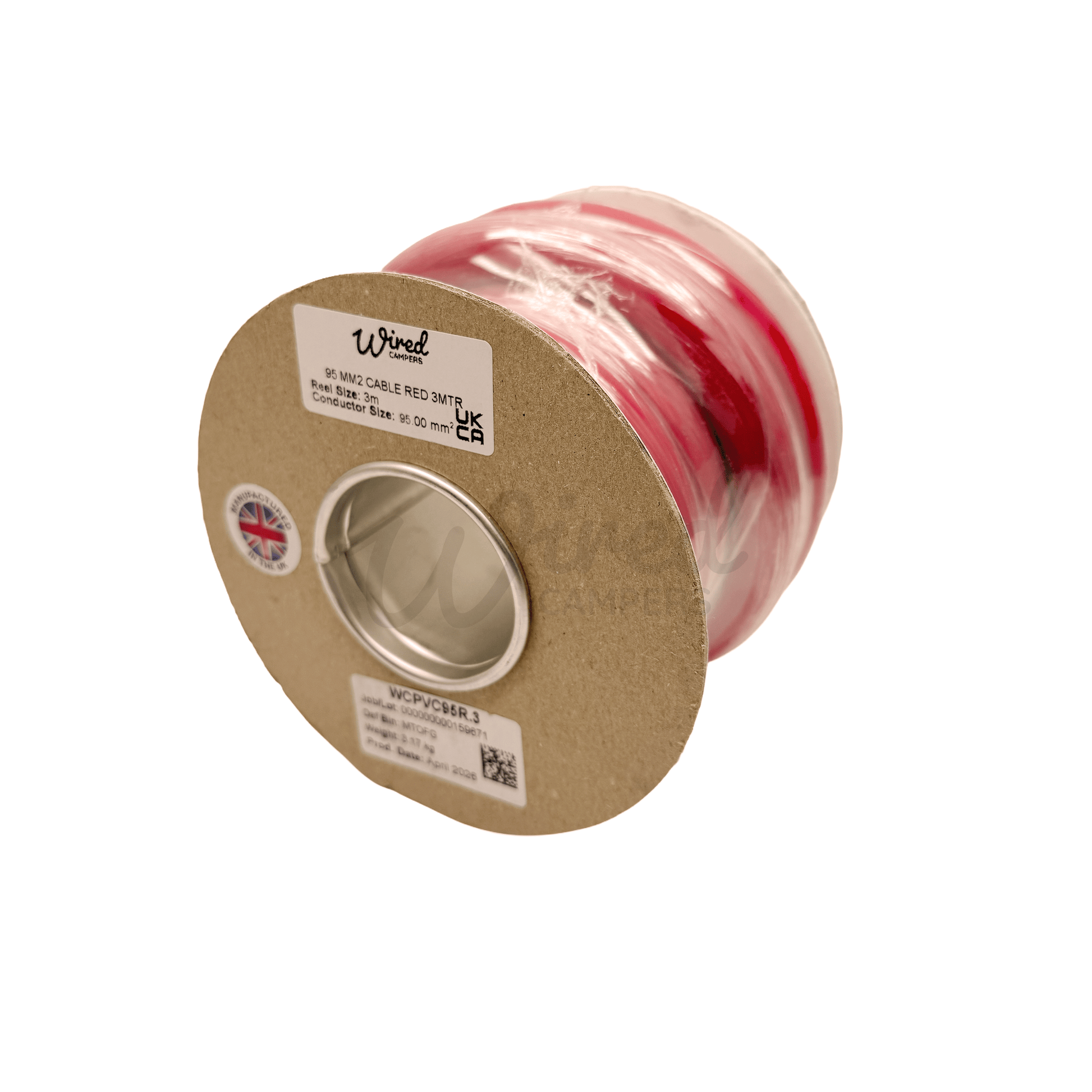 Wired Campers Pro Core Flex 95mm² 500A Flexible Battery Cable - Red Positive - 1M/3M/5M/10M - Wired Campers Limited