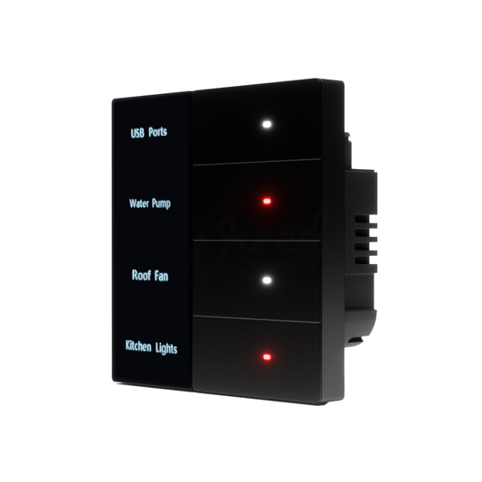 Wired Campers Quad - Camper Van Control Panel - 12V 4 Output - Black - Wired Campers Limited