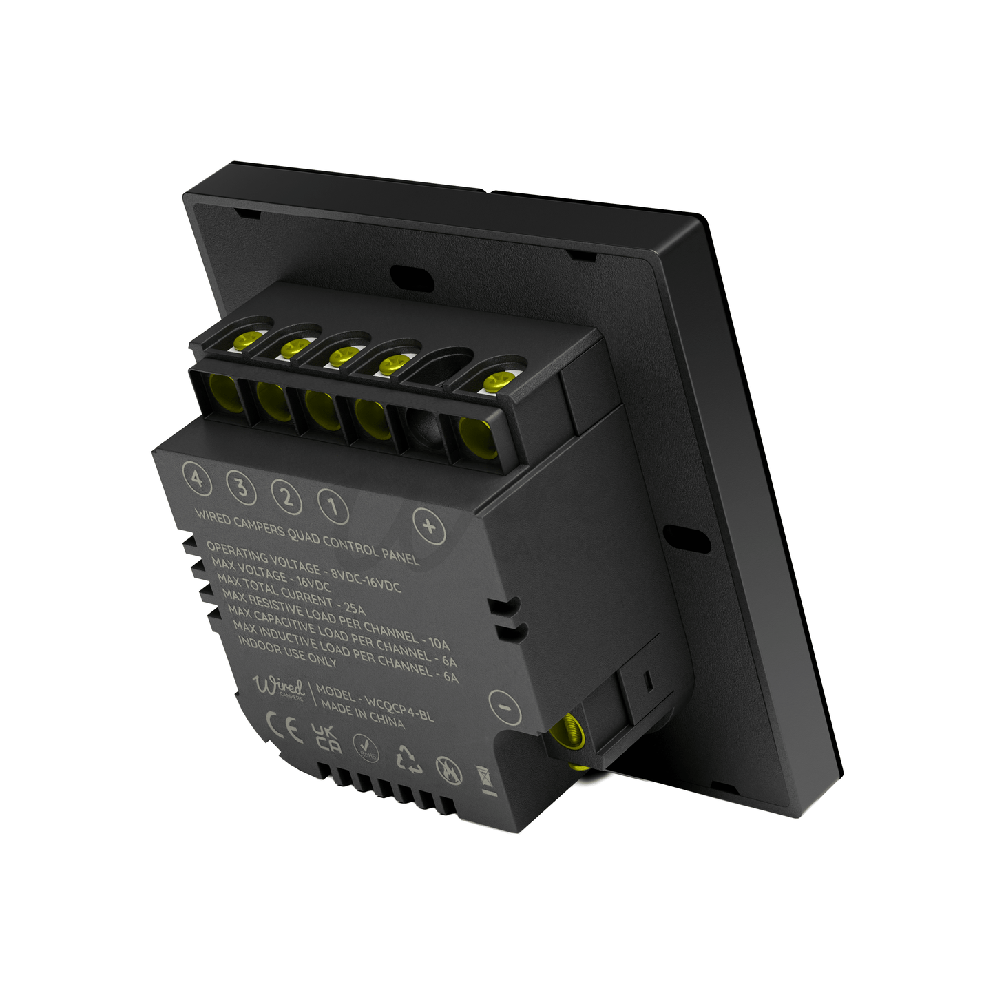 Wired Campers Quad - Camper Van Control Panel - 12V 4 Output - Black - Wired Campers Limited