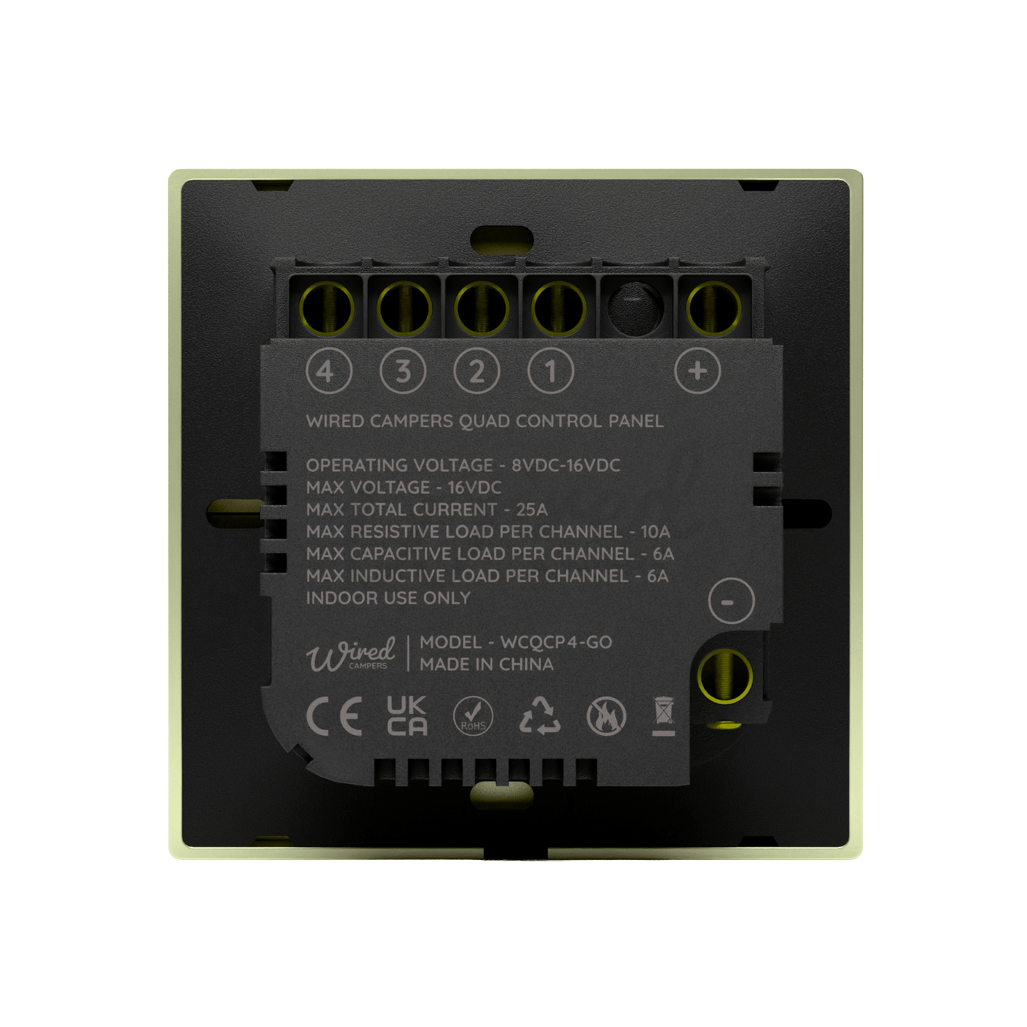 Wired Campers Quad - Camper Van Control Panel - 12V 4 Output - Gold - Wired Campers Limited