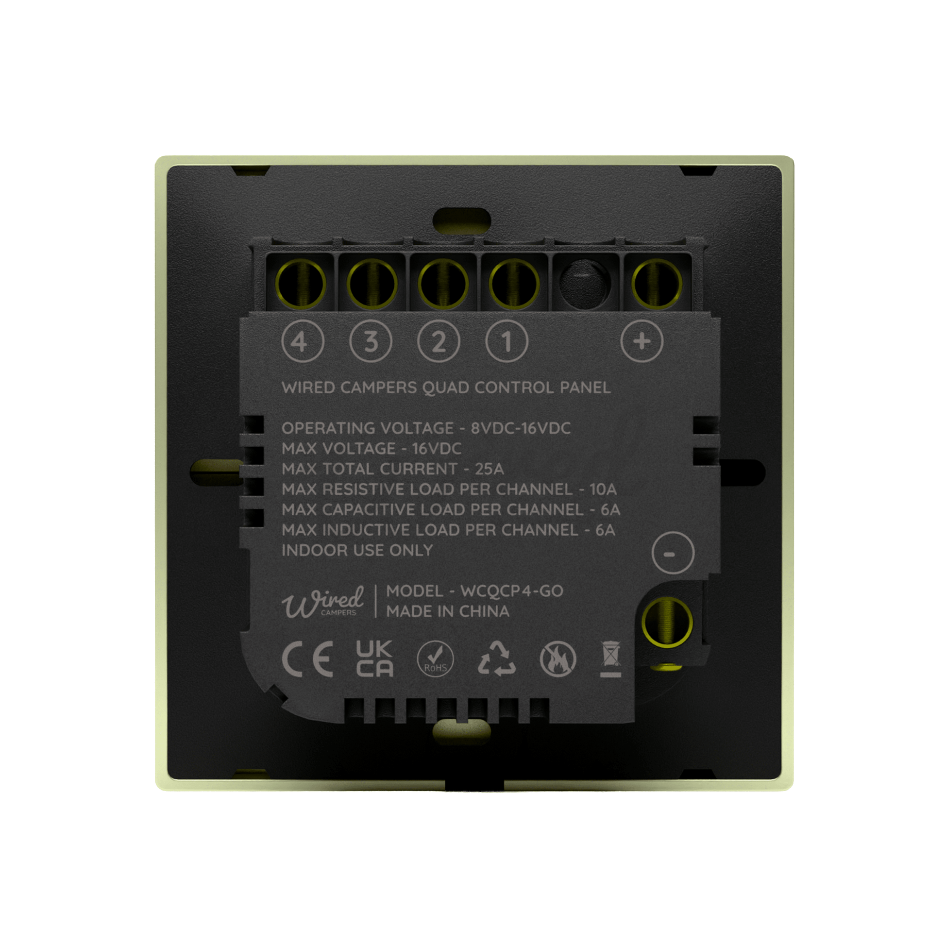 Wired Campers Quad - Camper Van Control Panel - 12V 4 Output - Gold - Wired Campers Limited
