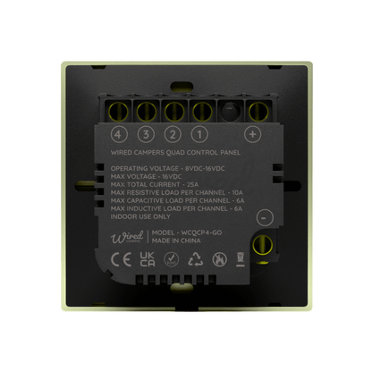 Wired Campers Quad - Camper Van Control Panel - 12V 4 Output - Gold - Wired Campers Limited