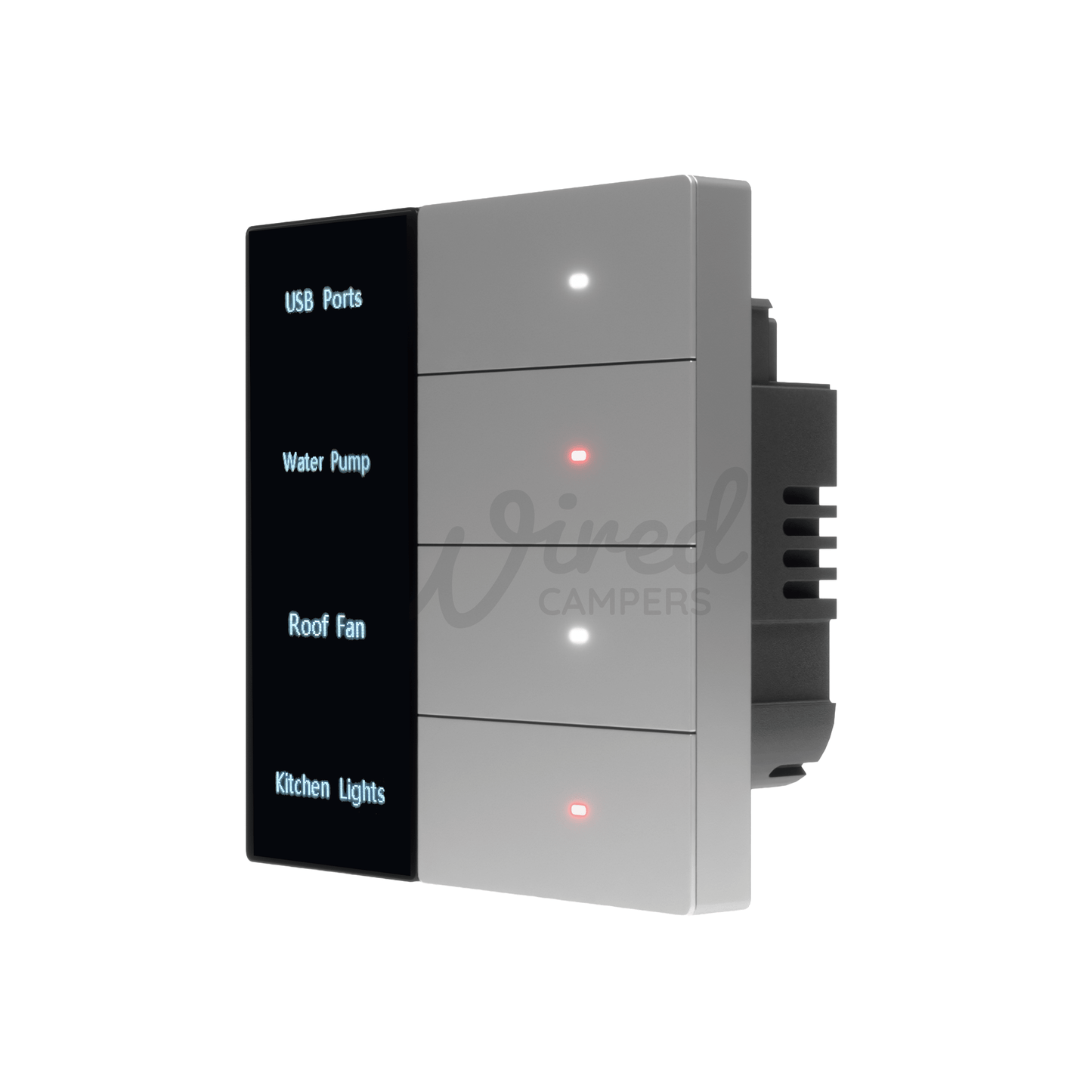 Wired Campers Quad - Camper Van Control Panel - 12V 4 Output - Grey - Wired Campers Limited