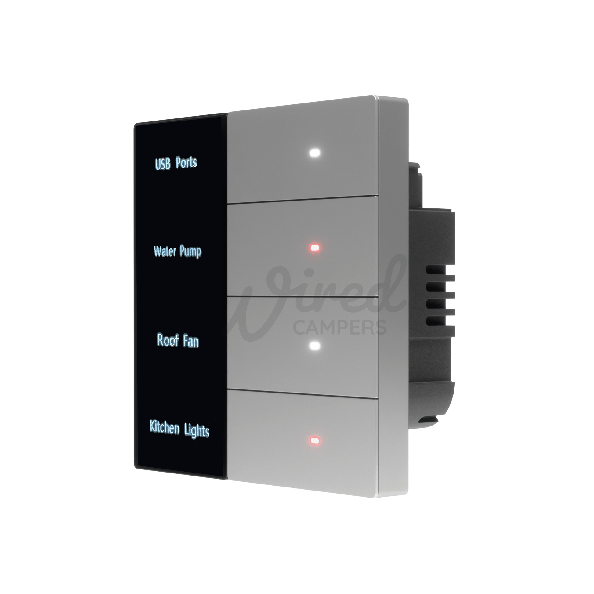 Wired Campers Quad - Camper Van Control Panel - 12V 4 Output - Grey - Wired Campers Limited