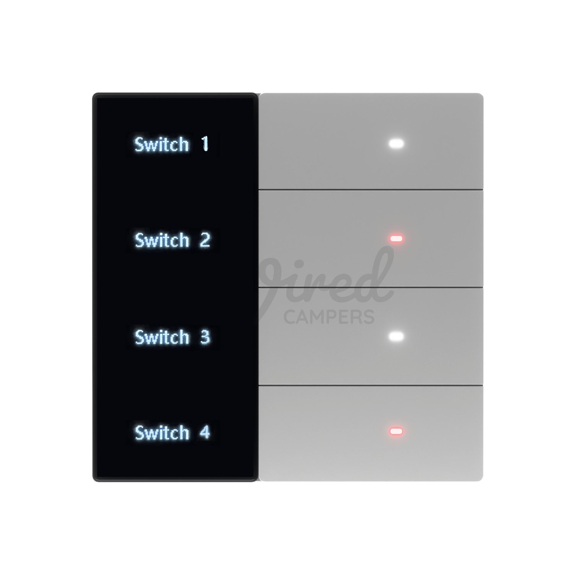 Wired Campers Quad - Camper Van Control Panel - 12V 4 Output - Grey - Wired Campers Limited