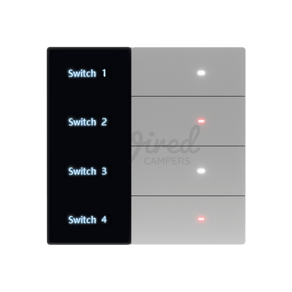 Wired Campers Quad - Camper Van Control Panel - 12V 4 Output - Grey - Wired Campers Limited