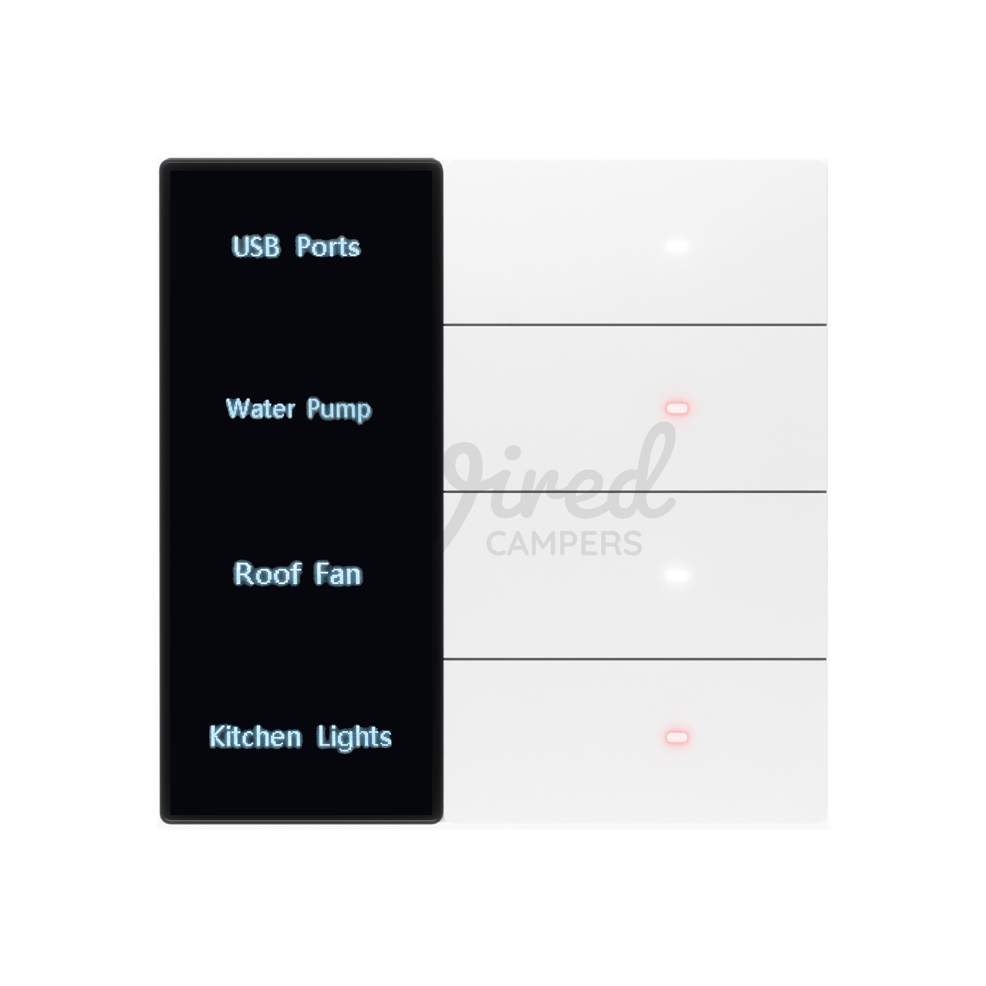 Wired Campers Quad - Camper Van Control Panel - 12V 4 Output - White - Wired Campers Limited