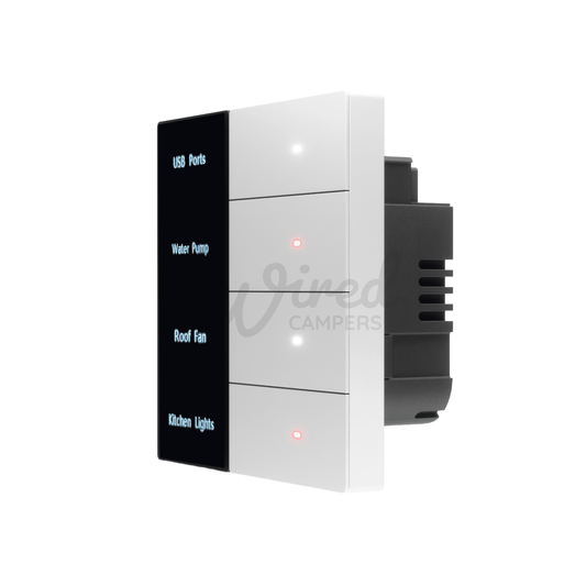 Wired Campers Quad - Camper Van Control Panel - 12V 4 Output - White - Wired Campers Limited