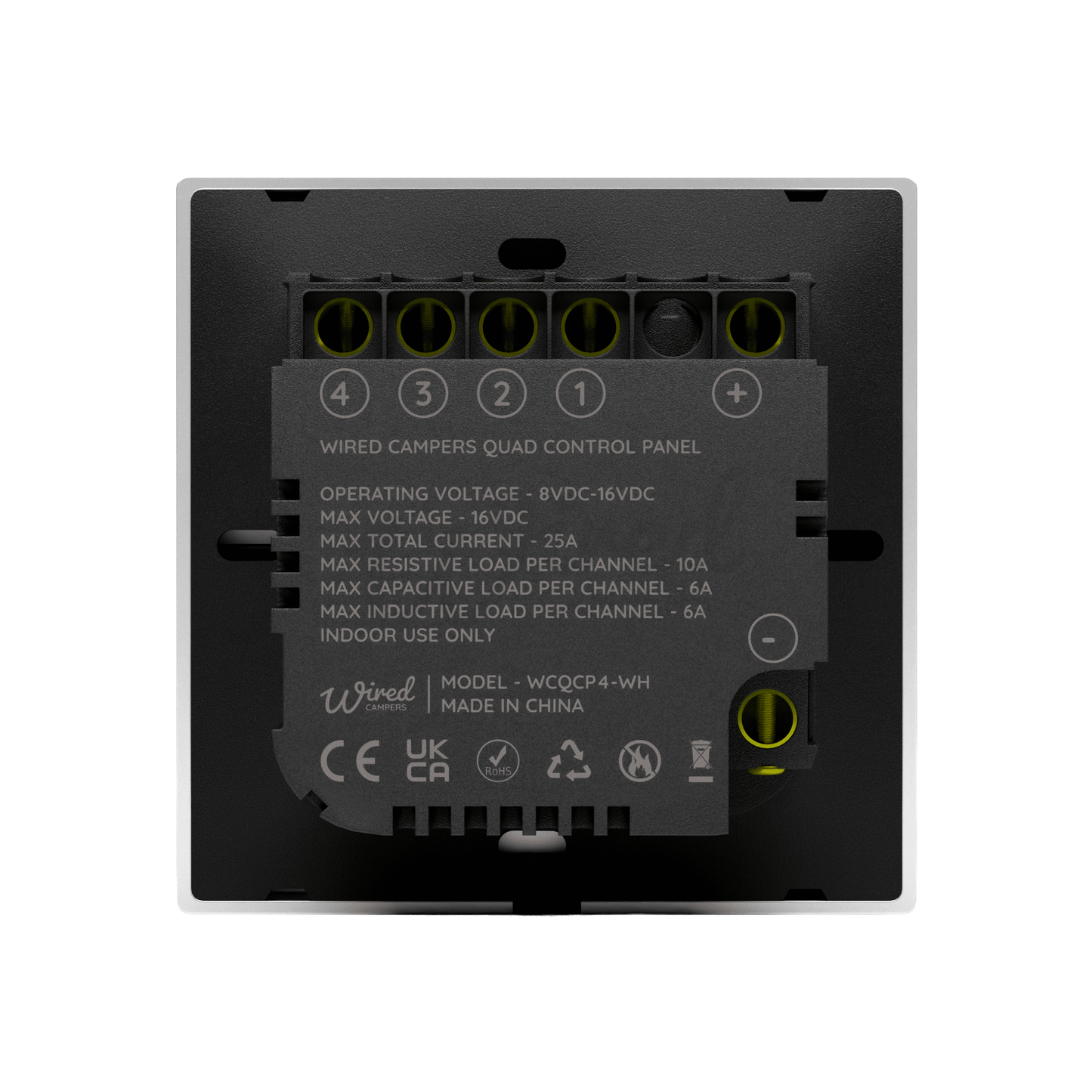 Wired Campers Quad - Camper Van Control Panel - 12V 4 Output - White - Wired Campers Limited