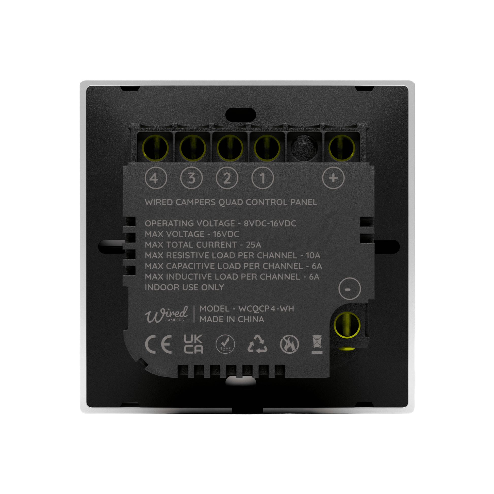Wired Campers Quad - Camper Van Control Panel - 12V 4 Output - White - Wired Campers Limited