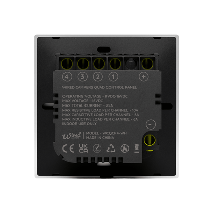Wired Campers Quad - Camper Van Control Panel - 12V 4 Output - White - Wired Campers Limited