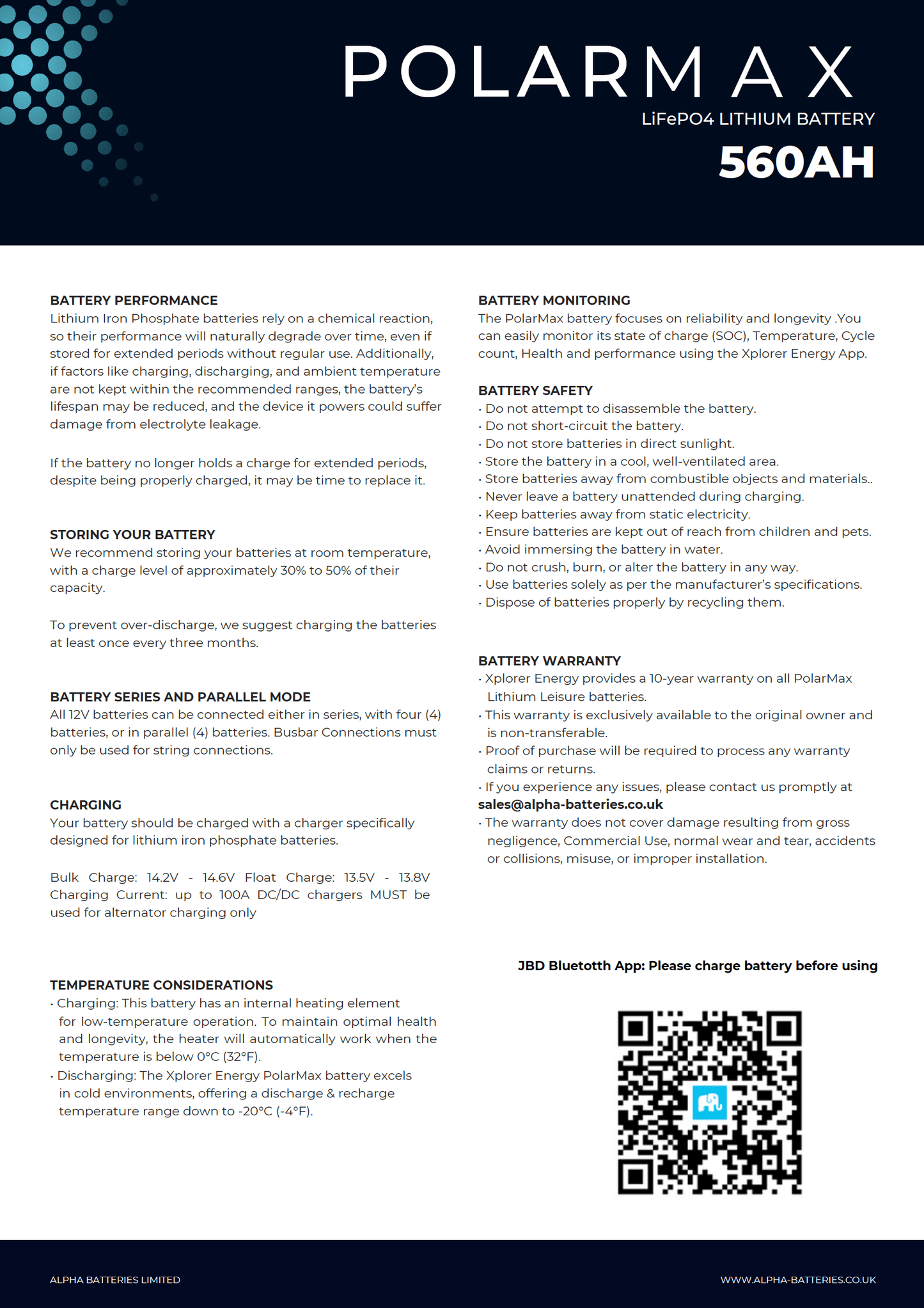 Xplorer Energy POLARMAX 12V 560Ah Heated LiFePO4 Lithium Leisure Battery - Wired Campers Limited