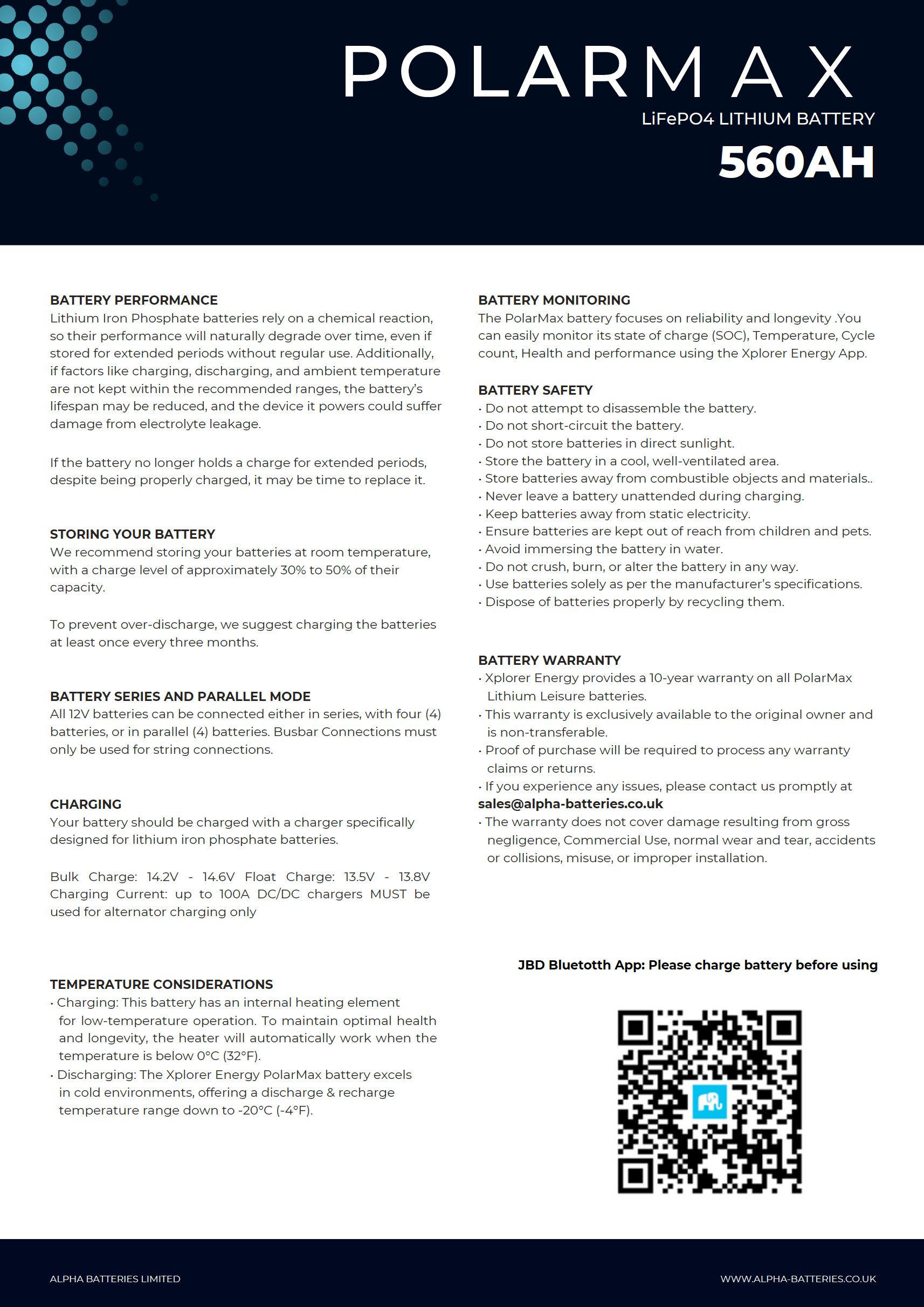 Xplorer Energy POLARMAX 12V 560Ah Heated LiFePO4 Lithium Leisure Battery - Wired Campers Limited