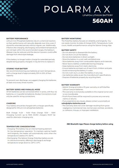 Xplorer Energy POLARMAX 12V 560Ah Heated LiFePO4 Lithium Leisure Battery - Wired Campers Limited