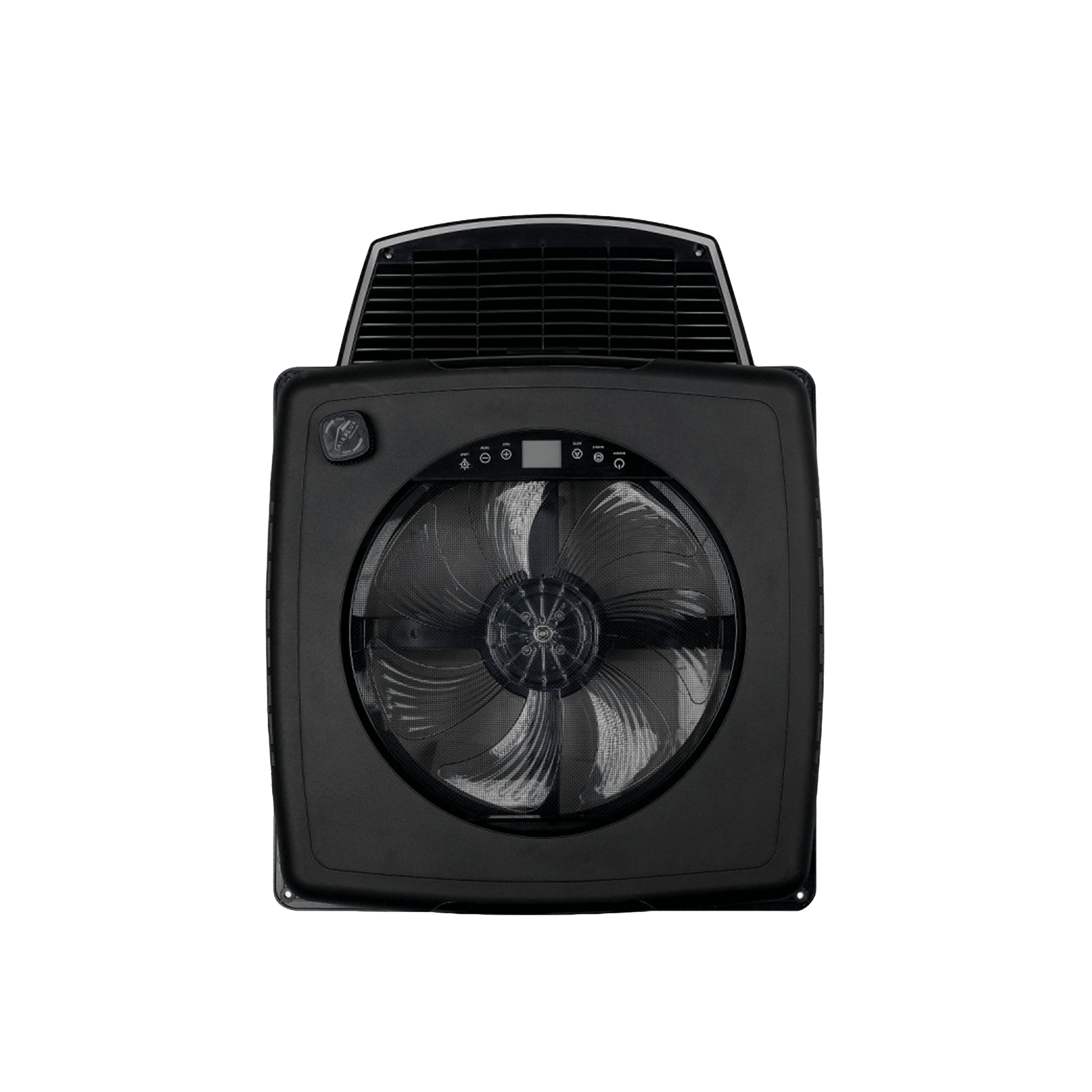 Zephyr Black Automatic Roof Fan Vent With Blind & Lighting - Smoke/Tinted Lid - Wired Campers Limited