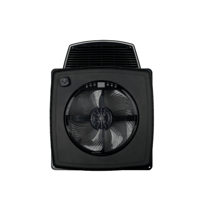 Zephyr Black Automatic Roof Fan Vent With Blind & Lighting - Smoke/Tinted Lid - Wired Campers Limited