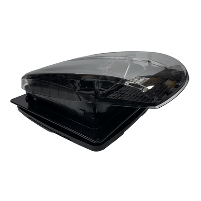 Zephyr Black Automatic Roof Fan Vent With Blind & Lighting - Smoke/Tinted Lid - Wired Campers Limited