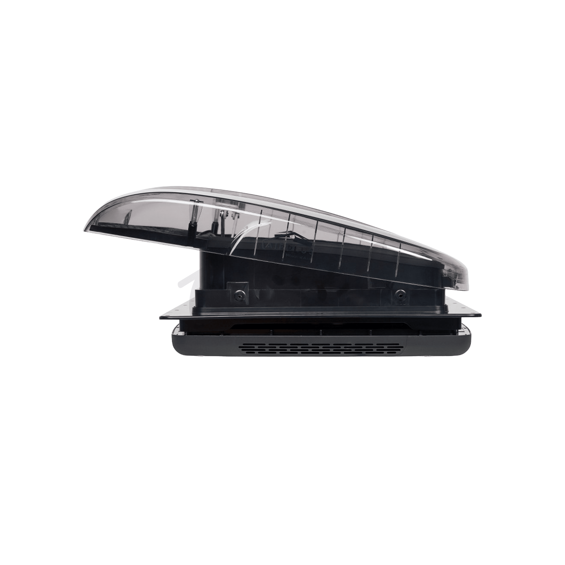 Zephyr Black Automatic Roof Fan Vent With Blind & Lighting - Smoke/Tinted Lid - Wired Campers Limited