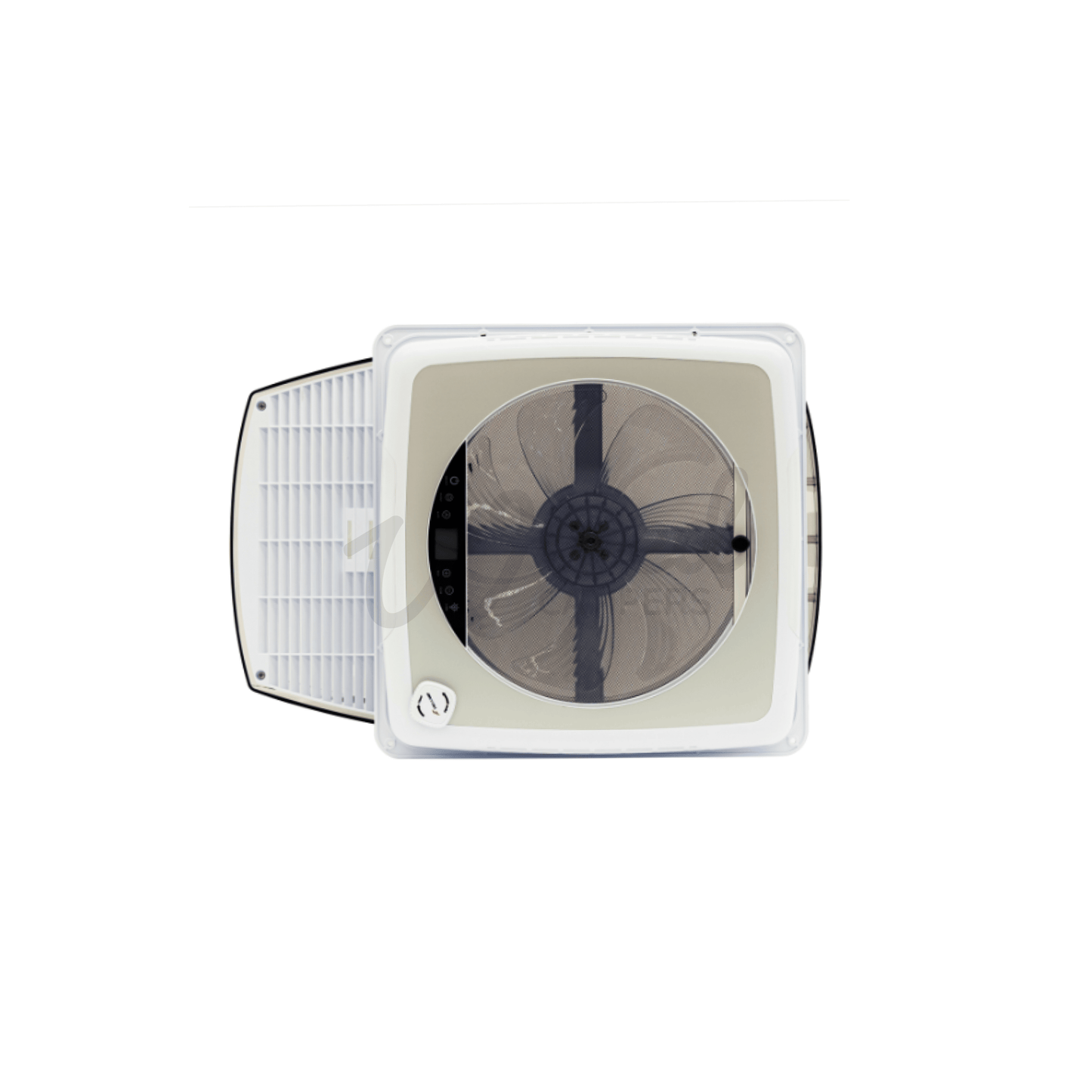 Zephyr White Automatic Roof Fan Vent With Blind & Lighting - Clear/Tinted Lid - Wired Campers Limited