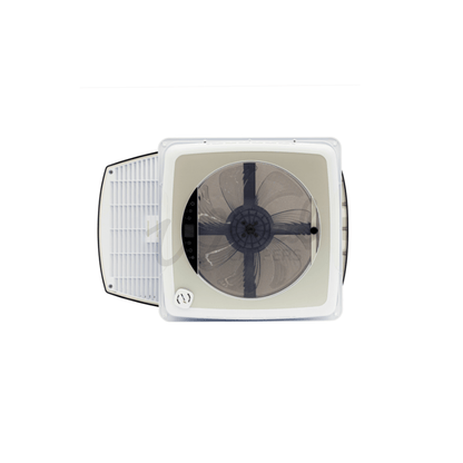 Zephyr White Automatic Roof Fan Vent With Blind & Lighting - Clear/Tinted Lid - Wired Campers Limited