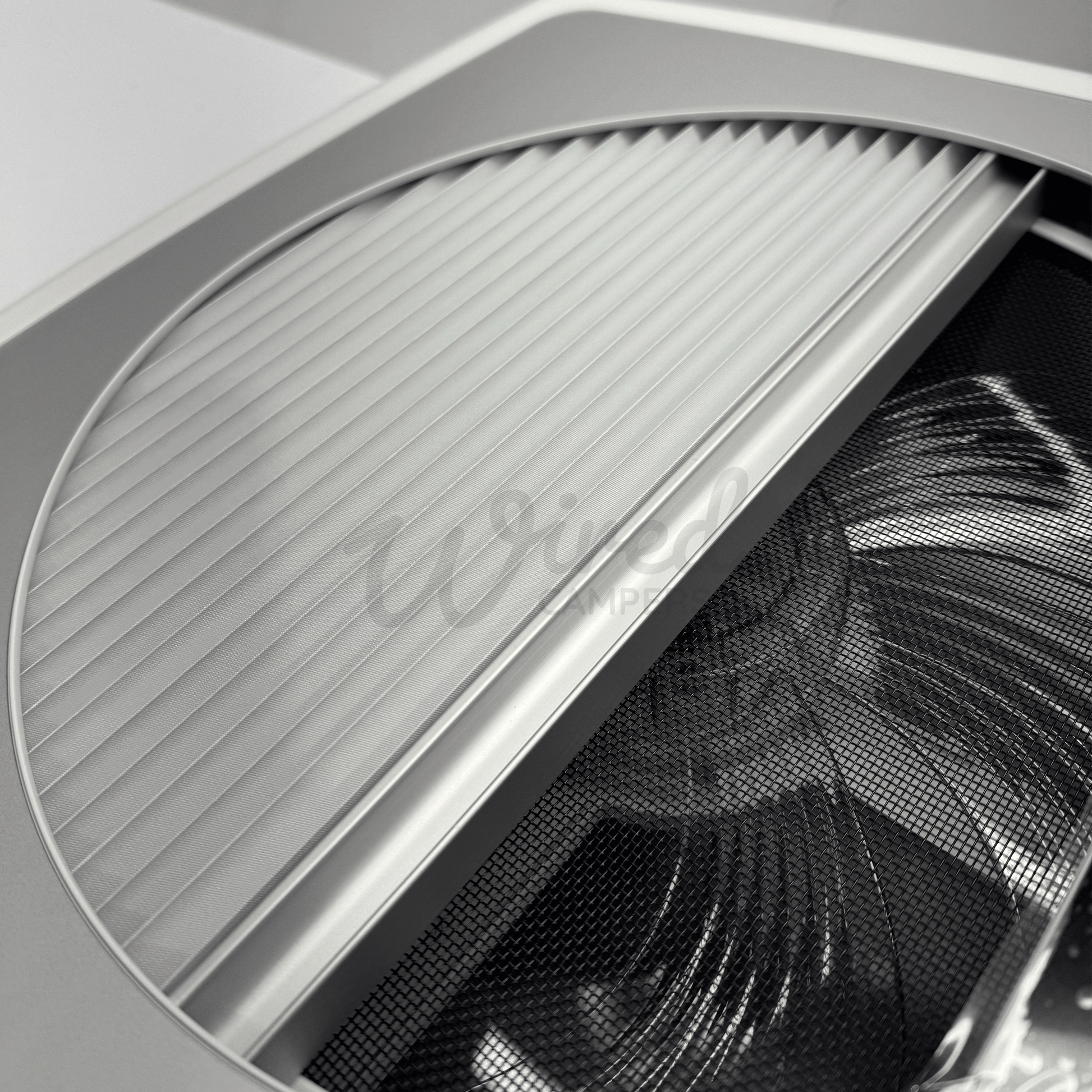 Zephyr White Automatic Roof Fan Vent With Blind & Lighting - Clear/Tinted Lid - Wired Campers Limited