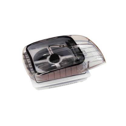 Zephyr White Automatic Roof Fan Vent With Blind & Lighting - Clear/Tinted Lid - Wired Campers Limited
