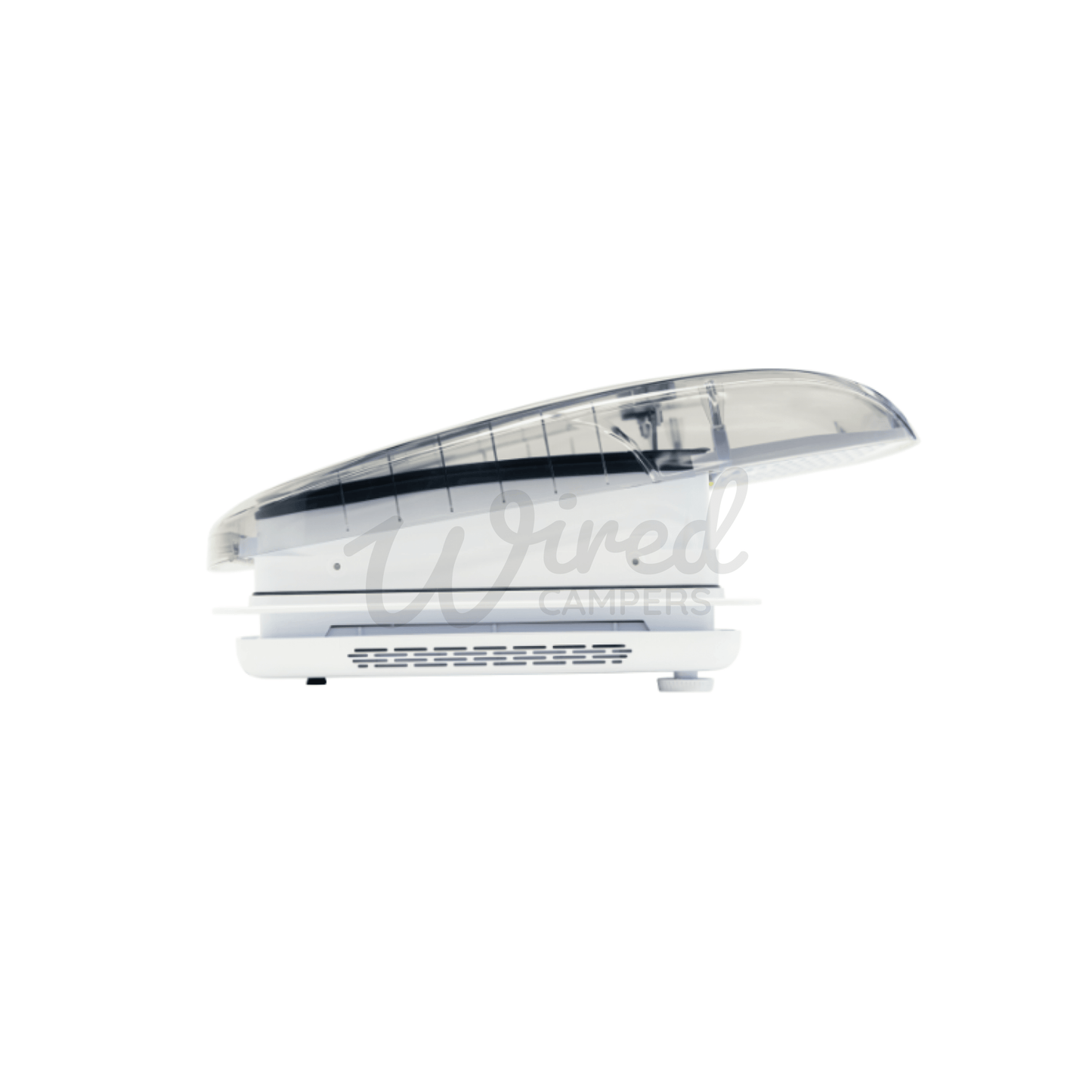 Zephyr White Automatic Roof Fan Vent With Blind & Lighting - Clear/Tinted Lid - Wired Campers Limited
