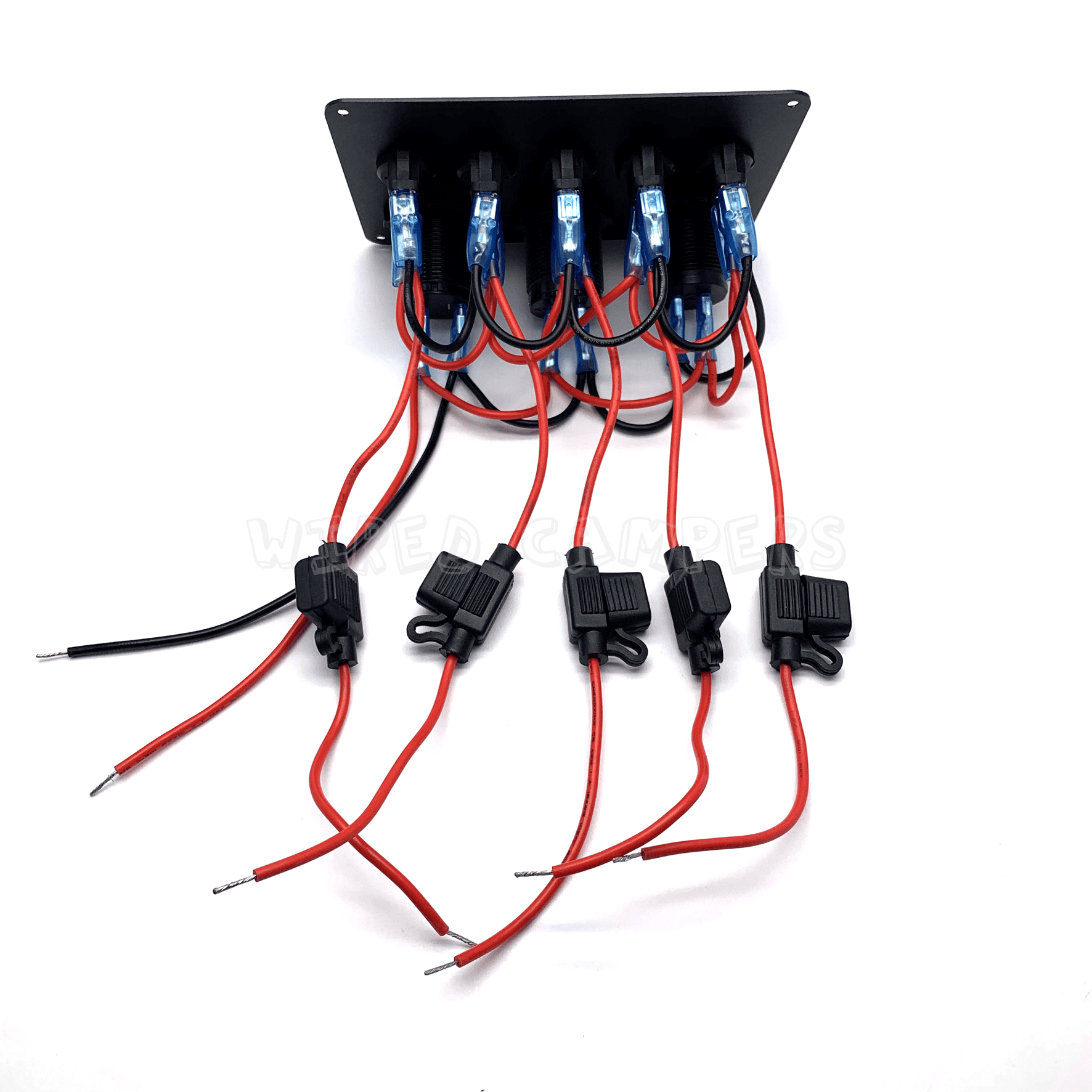 Wired Campers Control Panel 12V Camper/Caravan 5 Gang Switched USB Main Control Panel