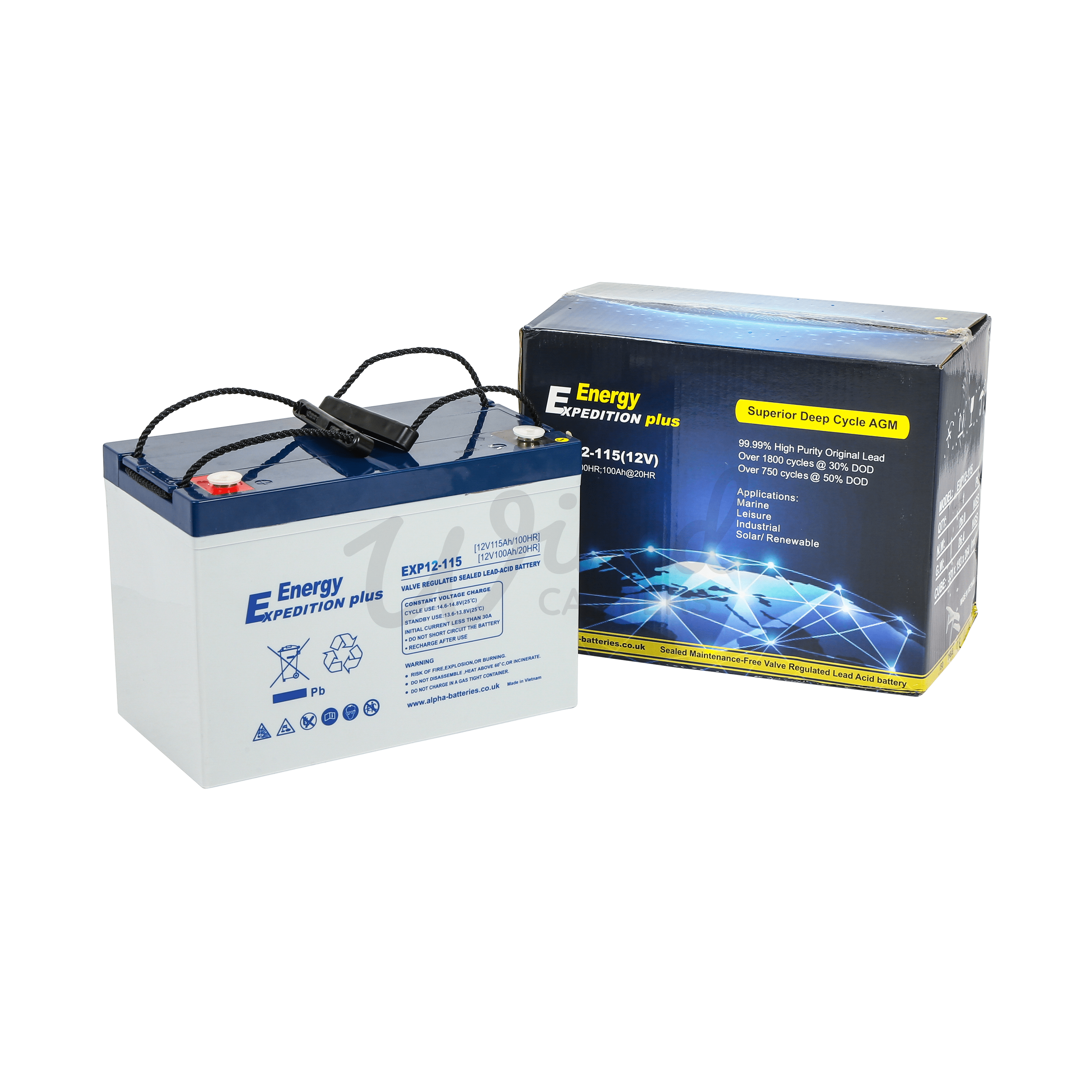 Wired Campers Limited 12v 115AH Expedition Plus AGM Deep Cycle Leisure Battery (EXP12-115)