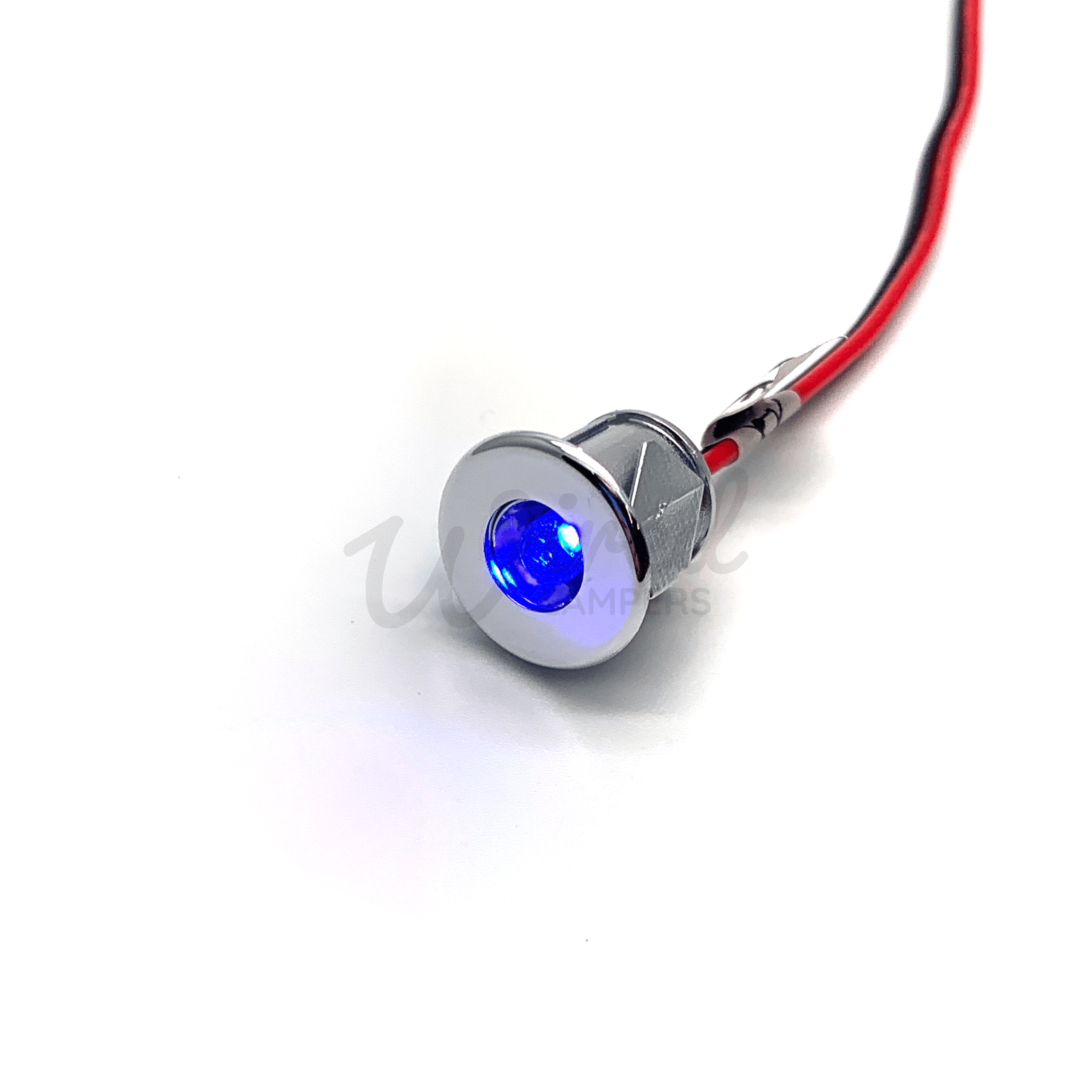 Wired Campers Limited 12V DC Blue Single LED Mini Plinth Light - Chrome Surround